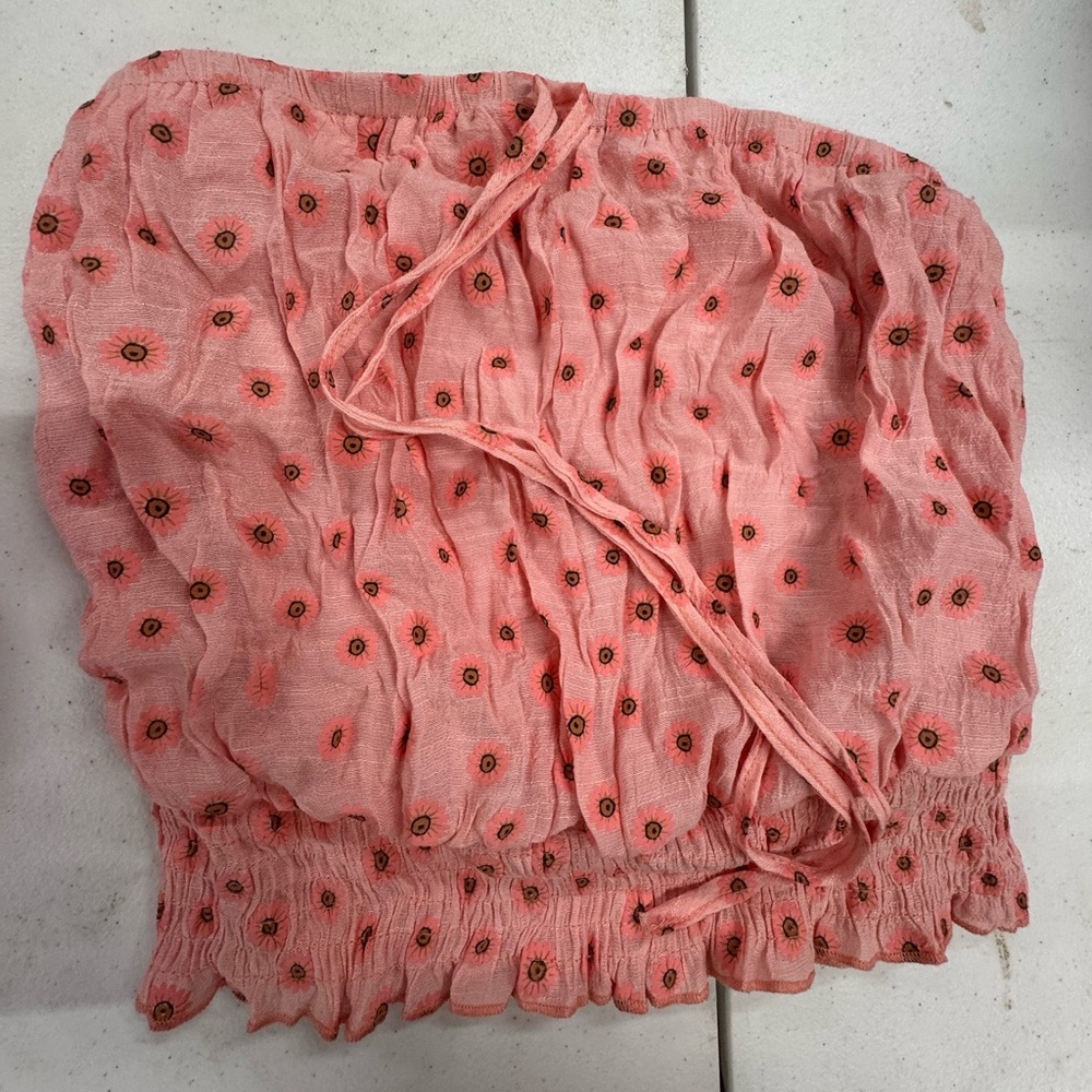 Juniors strapless floral crop top - size small